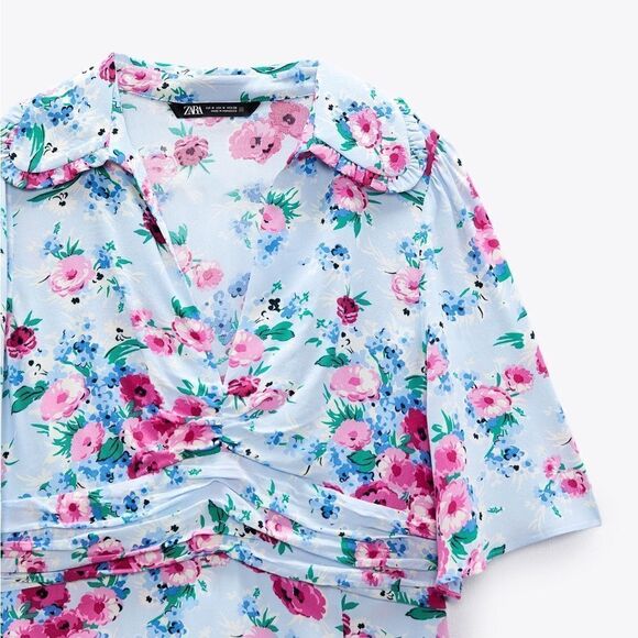 Zara Floral Print Dress New Viscose - Picture 8 of 8